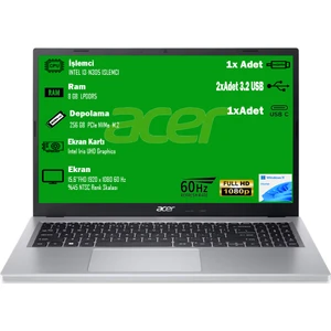 Aspire 3 A315-510P I3-N305 8 GB 256 GB SSD 15.6” FHD W11 HOME NX.KDHEY.008