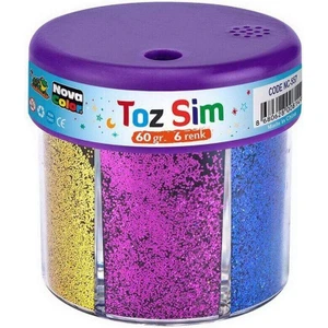 Nova Color 6 Renk Toz Sim Seti 60 g – El Sanatları, Hobi ve Süsleme Projeleri İçin Canlı Parlak Renkler
