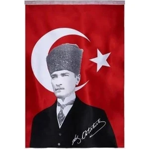 Kumaş Türk Bayrağı ve Atatürk lü Bayrak 50X75 cm
