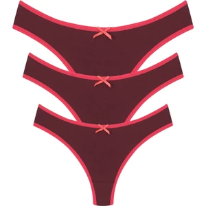 Pamuklu 3lü Tanga Külot Bordo 40251