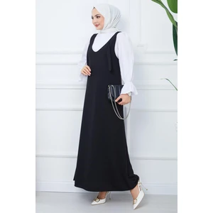 Hafsa Mina Nehir Örme Jile Elbise Siyah HM2389