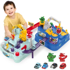 Learning Fun 2in1 4 Arabalı Pilsiz Macera Platformu Parkur Oyuncak Pist Seti