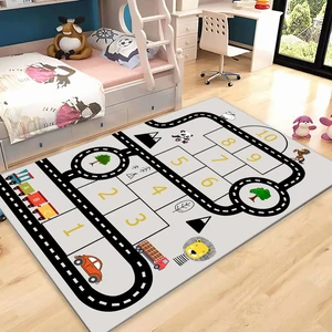 Yıkanabilir Kaymaz Taban Çocuk Bebek Odası Halısı Oyun Halısı Seksek Trafik Yolu Oyun Halısı