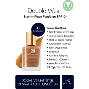 Estee Lauder Doğal ve Mat Bitişli - Double Wear Stay-in-Place Fondöten SPF 10 ( 4N2 Spiced Sand ) - 30 ml