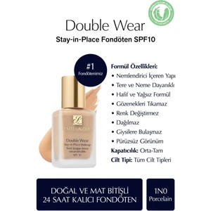 Estee Lauder Doğal ve Mat Bitişli - Double Wear Stay-in-Place Fondöten SPF 10 ( 1N0 Porcelain ) - 30 ml