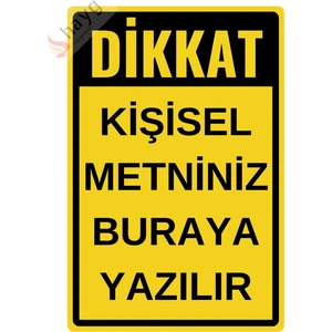 Hayg Equipment Dikkat Metal Uyarı Levhası - Kişiselleştirilebilir Alüminyum Uyarı Levhası - 15CM x 22,5cm