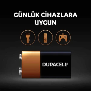 1 ADET Duracell 9V Alkalin Pil 6LR61 MN1604 >>> GAZ ALARMI DEDEKTÖR ÖLÇÜ ALETİ TESTER ALARM NOSTALJİK RADYO PİLİ