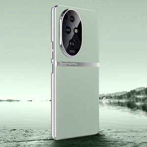 Honor 200 Ekleme Elektroliz Çerçeve Pu Düz Deri Cep Telefonu Kılıfı (Yurt Dışından)