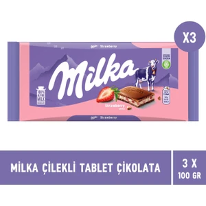 Çilekli Yoğurt Tablet Çikolata 100 gr - 3 Adet