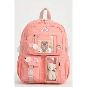 Kawaii Kore Tarzı Okul Çantası Aksesuarlı Kız Çocuk ve Erkek Çocuk Sırt Çantası Pudra