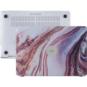 Macbook Air Kılıf 13.6 inç M2-M3, Simli Mermer Glitter (TouchID'li Air 13.6") A2681 A3113 ile Uyumlu