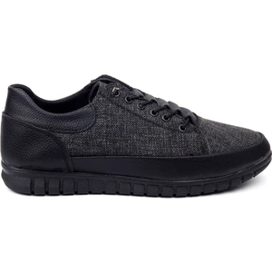 Siyah Gri Keten Erkek Sneaker Ayakkabı