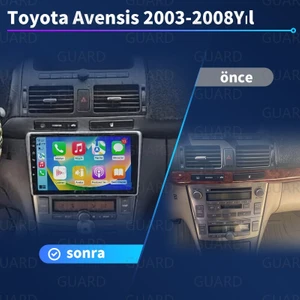 Toyota Avensis（ 2003-2008 Yıl）2 GB RAM  32 GB  Hafıza Android Sürüm 13 Kablosuz Carplay Navigasyon Multimedya 9 Inç Ekran Çerçeveli ve arka görüş kameralı