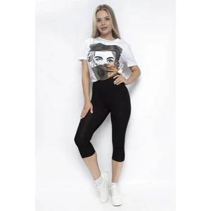 Kadın Büyük Beden Siyah Kapri Tayt - 3021