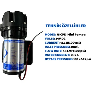 75 GPD Midi Pompa Su Arıtma , Sebil , Slim Kasa , Akvaryum Pompası