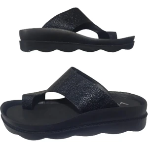 Kadın Siyah Cilt Parlak Casual Parmak Arası Terlik VG2301