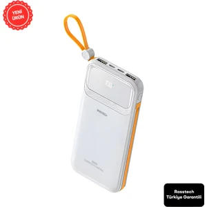 RS-500 20.000MAH 22.5W Pd Powerbank Dijital Ekranlı 6 Portlu Dahili Çift Kablolu