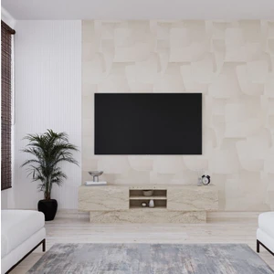 Liva Tv Sehpası Bazalı , Kapaklı Tv Ünitesi 160 cm Traverten