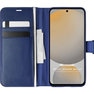 Samsung Galaxy S24 Fe Kılıf Delux Leather Wallet Lacivert