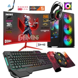ZGX25 Ryzen 5 3600 32GB 3200MHZ Ram 512GB SSD RX550 Gddr5 23.8" Curved Oyuncu Masaüstü Bilgisayar