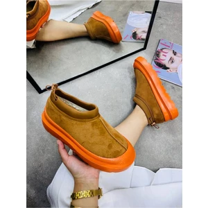 Duxal Shoes Paula Mini Süet Yarım Bot Içi Tüylü Düz Taban Kadın Ayakkabı