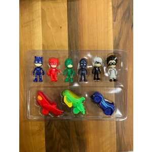 Pijamaskeliler Pjmasks Figür Oyuncak Seti Arabalı 6li Karakter Seti 9 Parça