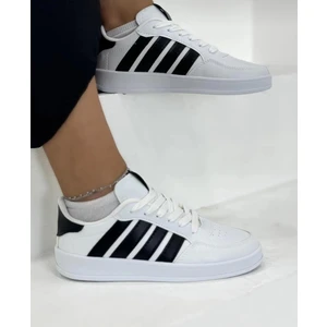 Cilt Günlük Rahat Sneaker-Beyaz-Siyah