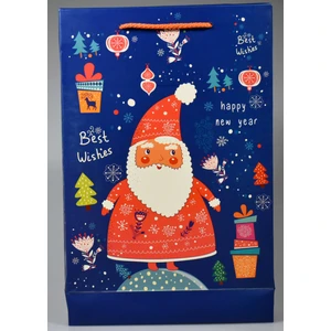Lacivert Noel Baba Yılbaşı  Karton Poşet