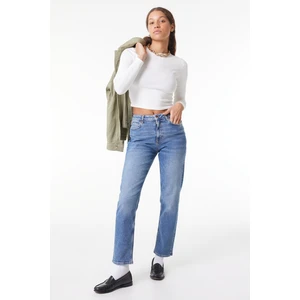 Carol Straight Fit Düz Kesim Yüksek Bel Beyaz Esnek Jean Kot Pantolon