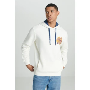 Regular Fit Normal Kesim Kapüşonlu Şardonlu İndigo Sweatshirt