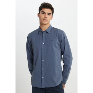Regular Fit Normal Kesim %100 Pamuk Mavi Uzun Kollu Gömlek
