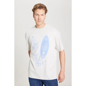 Loose Fit Rahat Kesim %100 Pamuk Bisiklet Yaka Gri Tişört