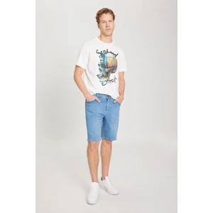 Regular Fit Normal Kesim Normal Bel Açık Mavi Esnek Jean Kot Şort