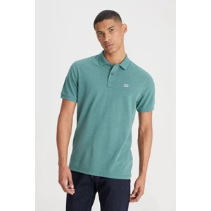 Regular Fit Normal Kesim Polo Yaka İndigo Tişört