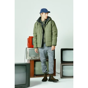 Regular Fit Normal Kesim Kapüşonlu Gri Şişme Mont