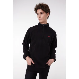 Regular Fit Normal Kesim Dik Yaka Yarım Fermuarlı Bordo Polar