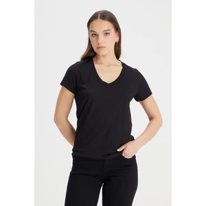 Regular Fit Normal Kesim V Yaka Bej Tişört