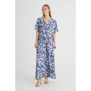 Loose Fit Rahat Kesim V Yaka Lacivert Elbise