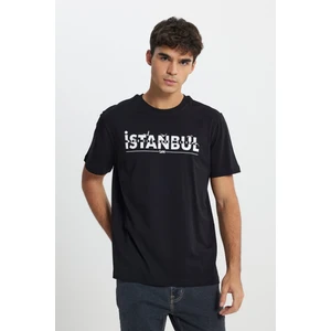 Regular Fit Normal Kesim Bisiklet Yaka %100 Pamuk Siyah Tişört