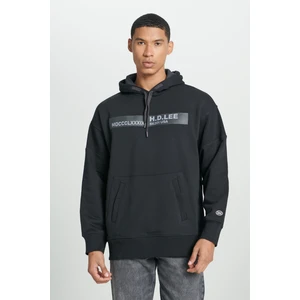 Loose Fit Rahat Kesim Kapüşonlu İçi Polarlı Sırt Baskılı Kahverengi Sweatshirt