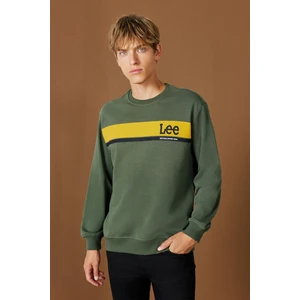 Regular Fit Normal Kesim Bisiklet Yaka Haki Sweatshirt