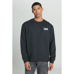 Regular Fit Normal Kesim Bisiklet Yaka Şardonlu Logolu Siyah Sweatshirt