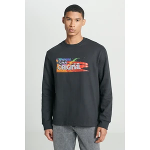 Regular Fit Normal Kesim Bisiklet Yaka Şardonlu Siyah Sweatshirt