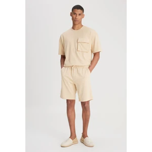 Regular Fit Normal Kesim Normal Bel Bej Sweat Şort