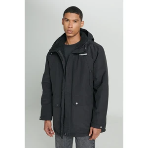 Regular Fit Normal Kesim Kapüşonlu Siyah Parka Ceket