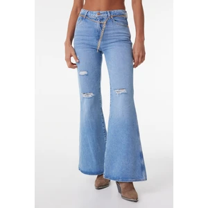 Wanderer Fit Yüksek Bel Geniş Paça Açık Mavi Jean Kot Pantolon