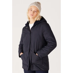 Loose Fit Rahat Kesim Kapüşonlu Kapitone Çift Taraflı Sherpa Lacivert Mont