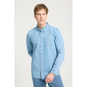 Regular Fit Normal Kesim %100 Pamuk Mavi Gömlek