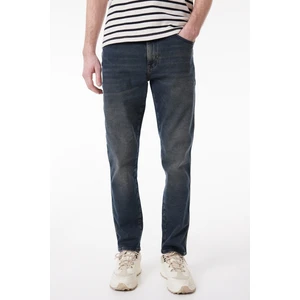 Regular Fit Normal Kesim Normal Bel Taşlamalı Gri Esnek Texas Tapered Jean Denim Kot Pantolon