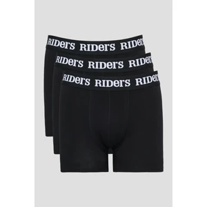 Riders By Lee Pamuklu Esnek Regular Fit Siyah Logolu 3'lü Boxer Paketi